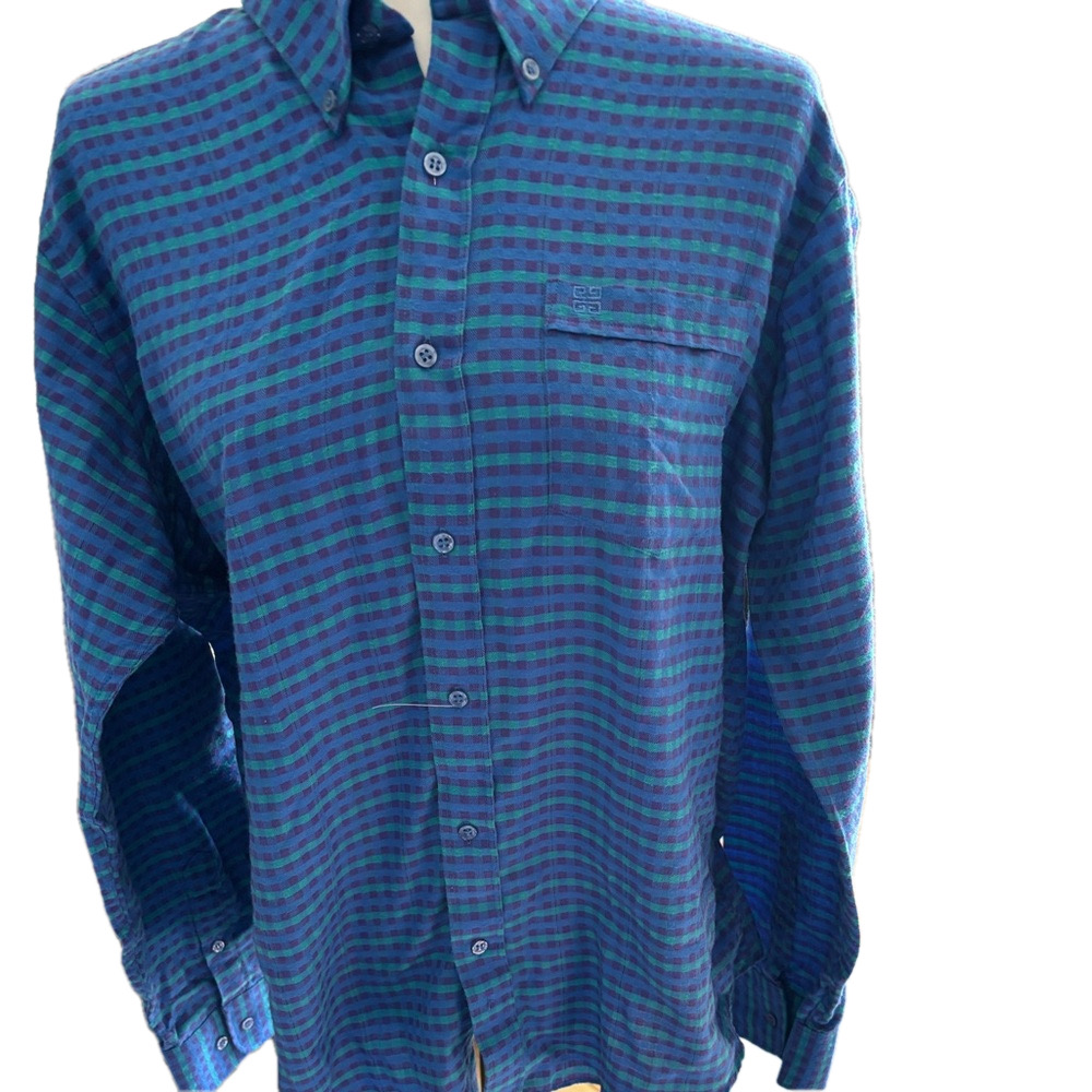 Givenchy Couture plaid long sleeved button up shirt